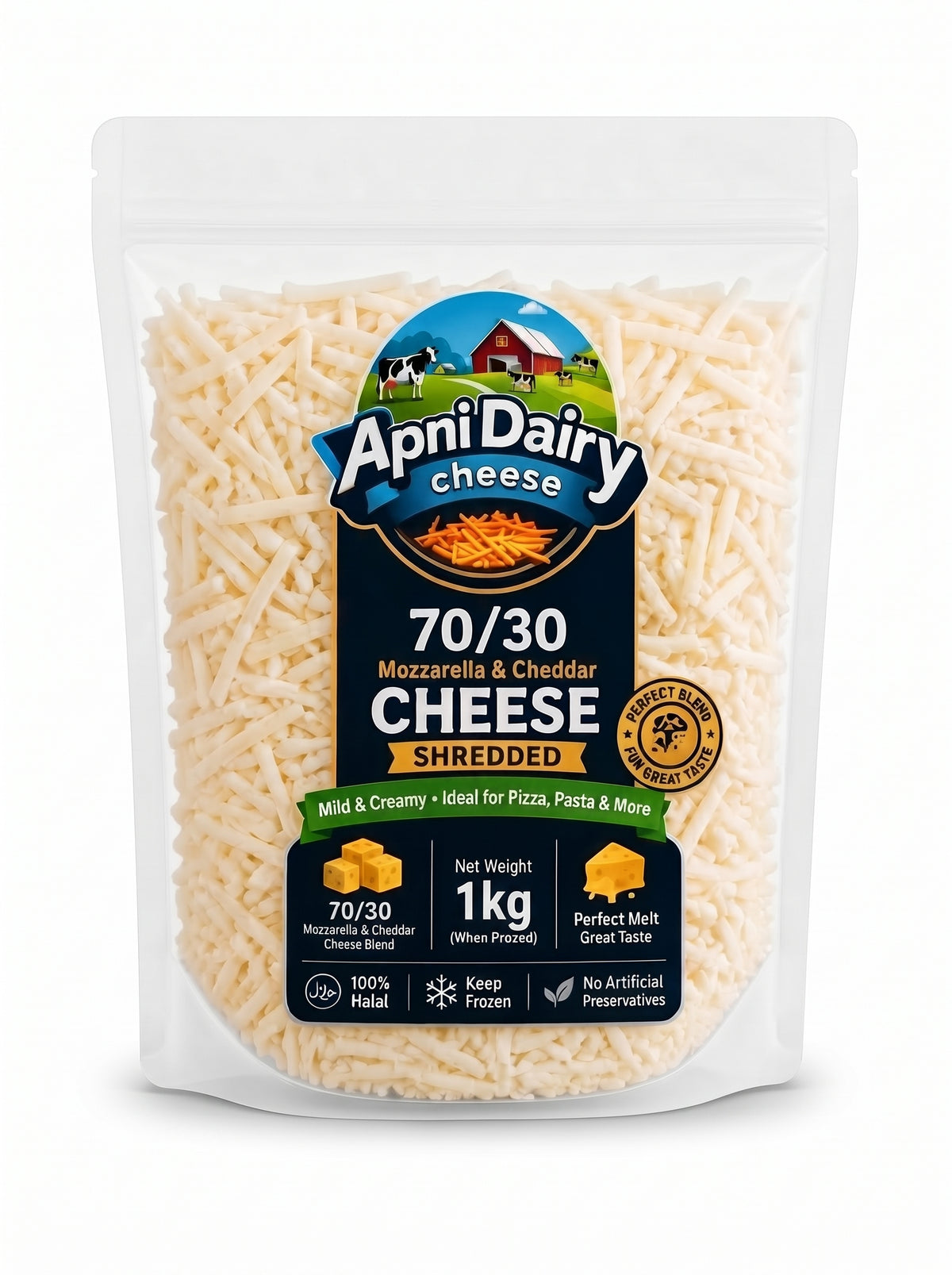 1kg  Shredded 70/30 Cheese