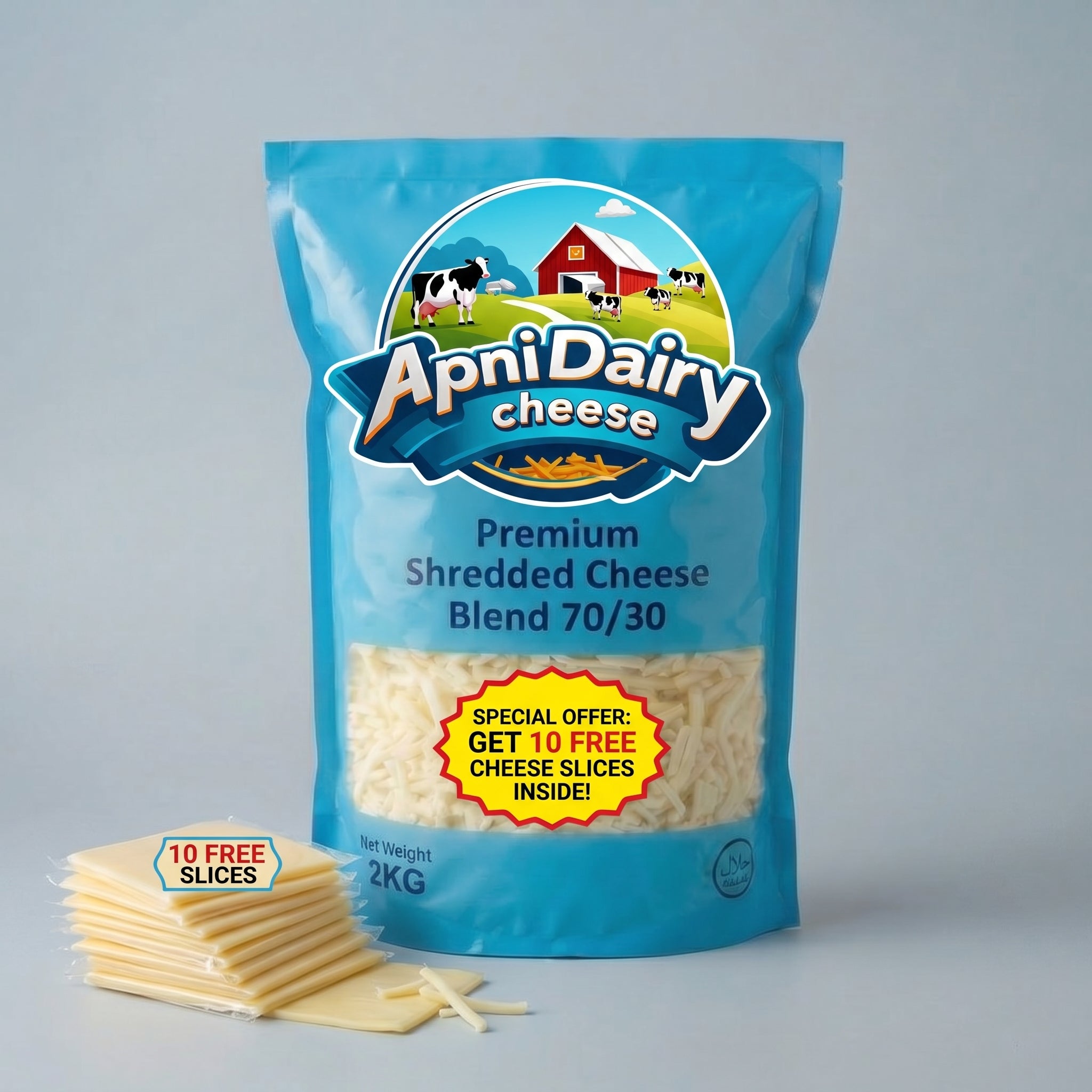 2KG Premium Crushed  + Free 10 Cheese Slices